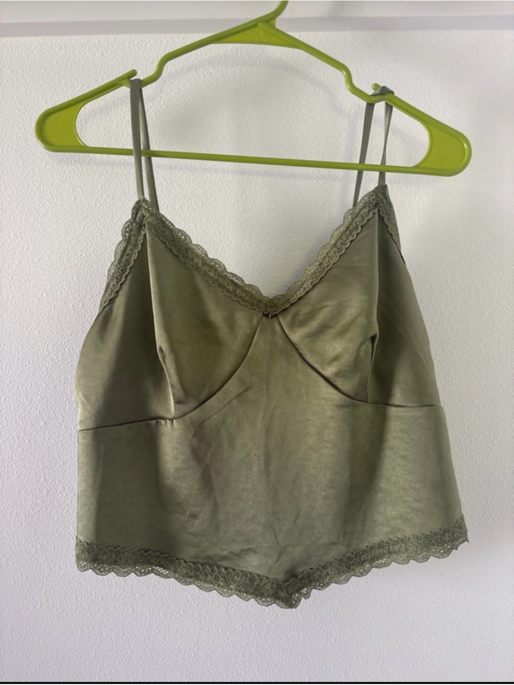 Olive Lace-Trim Satin Cami Top - Women Intimates